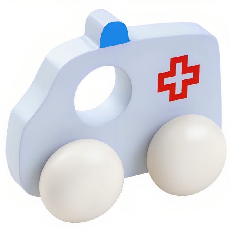 Wooden Ambulance Toy for Ages 1 Year and Above