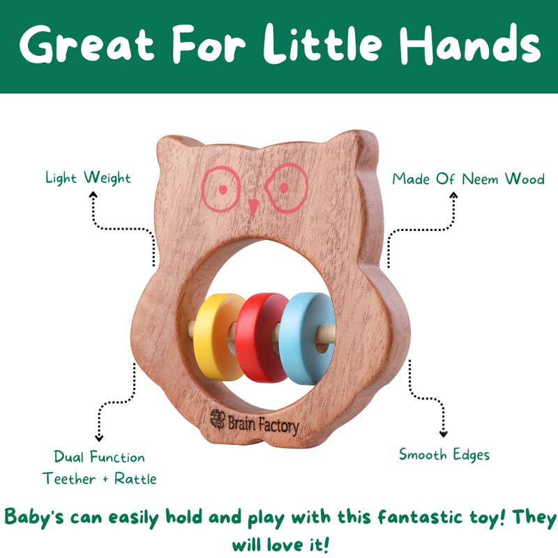 Wooden Owl Rattle Teether (0 Months+ Years)