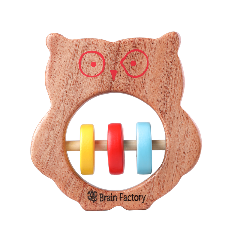 Owl-Shaped Neem wood Teether Rattle for 3 Months and Up